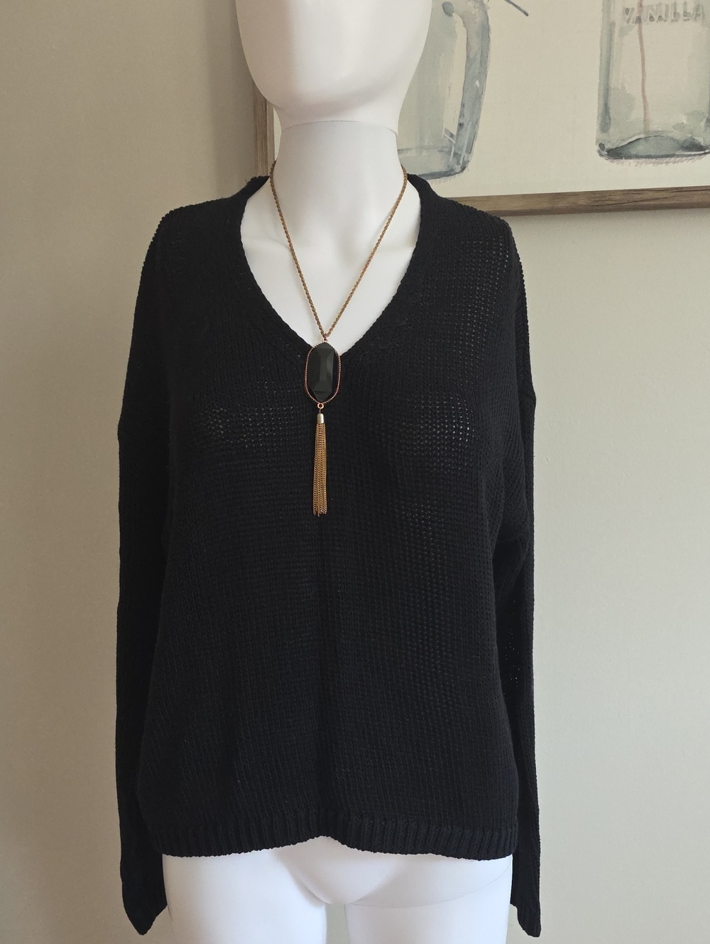 Women's Black V-Neck Sweater - Timeless Knit